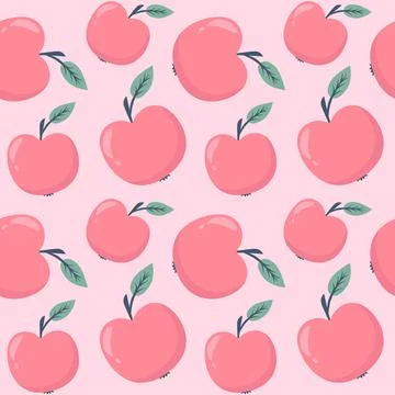 Continuous pattern with apples, vector. Stock Illustration