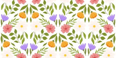 Continuous pattern featuring floral elements. Botanical-inspired repeating de Stock Illustration