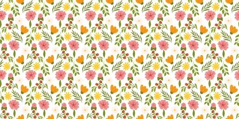 Continuous pattern featuring floral elements. Botanical-inspired recurring .. Stock Illustration