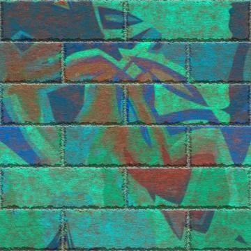 Continuous  pattern  of graffiti brick wall 스톡 일러스트