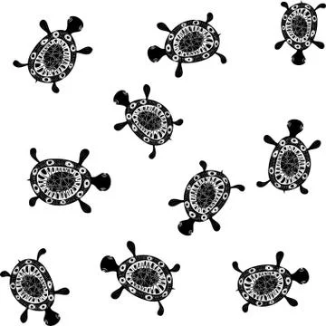 Continuous pattern with petroglyphic Turtle - vector illustration Ilustración de archivo