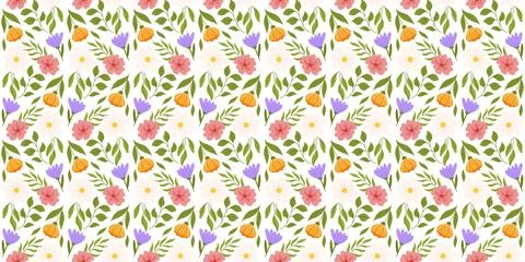 Continuous pattern showcasing floral elements. Botanical-inspired repeated Stock Illustration
