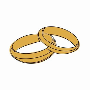 A continuous pattern of two rings. An icon of wedding rings on a white backgr Stock Illustration