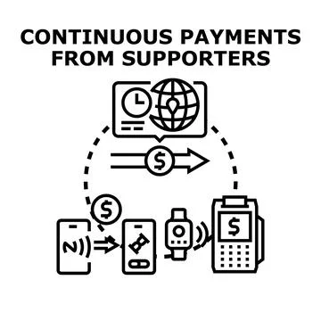 Continuous payments arriving from global supporters concept Stock Illustration