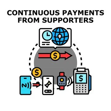 Continuous payments arriving from global supporters concept Stock Illustration