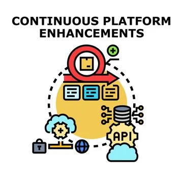 Continuous platform enhancements iteration cycle and development process Stock Illustration