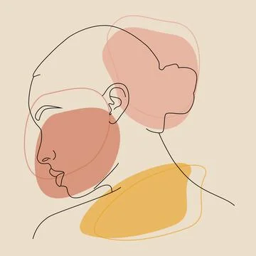 Continuous portrait in real time. Linear portrait. Stock Illustration