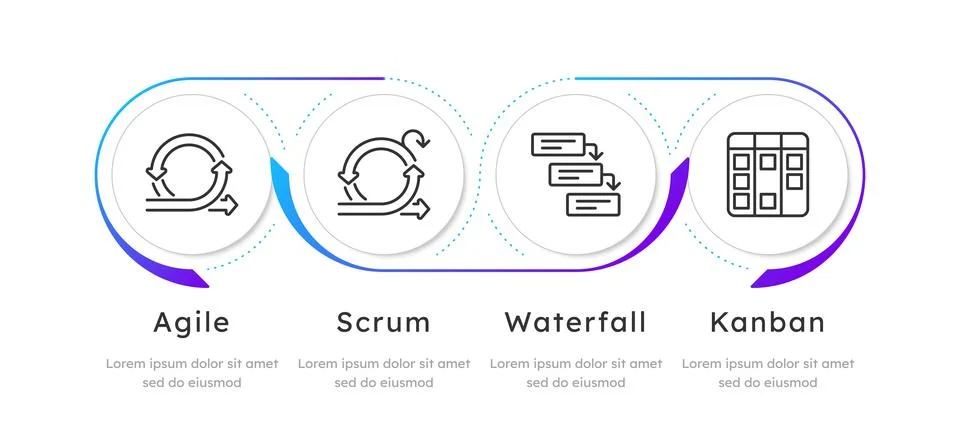 Continuous process blue gradient infographic 4 steps Illustrazione stock