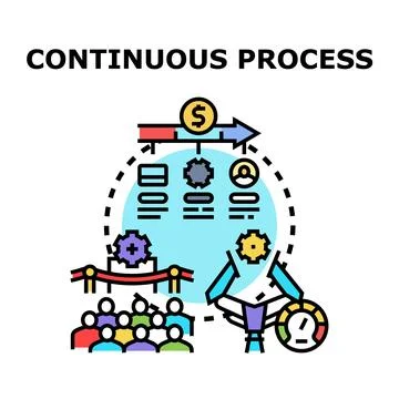 Continuous process concept with business development strategy implementing .. Stock Illustration
