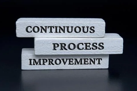 Continuous process improvement text on white wooden blocks. Continuous Stock Photos