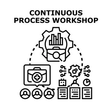Continuous process workshop concept implementing business improvement Stock Illustration