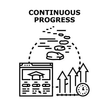 Continuous progress concept developing online learning skills Stock Illustration