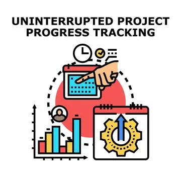 Continuous project progress tracking workflow illustration Stock Illustration