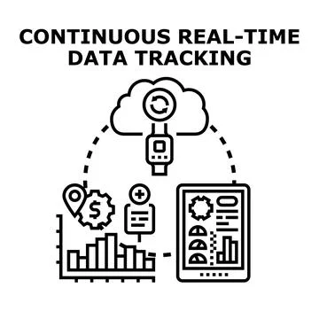 Continuous real time data tracking and analytics concept Stockillustratie