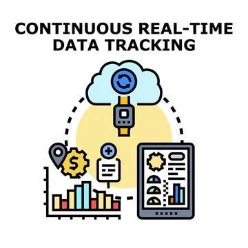 Continuous real time data tracking and analytics concept Stock Illustration