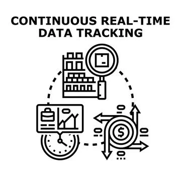 Continuous real time tracking data performance analysis cycle Stock Illustration