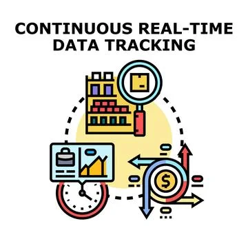 Continuous real time tracking data performance analysis cycle Stock Illustration