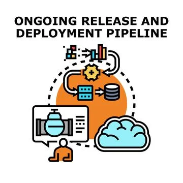 Continuous release and deployment pipeline development cycle Stock Illustration