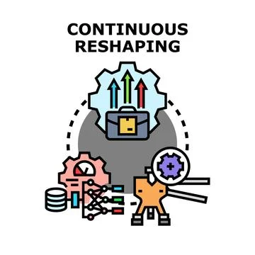 Continuous reshaping business development process icon Stock Illustration