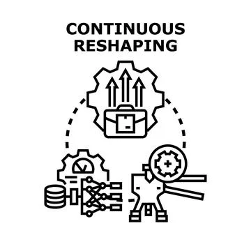 Continuous reshaping business development process icon Stock Illustration