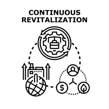 Continuous revitalization process with industry, people, and sustainability Stock Illustration