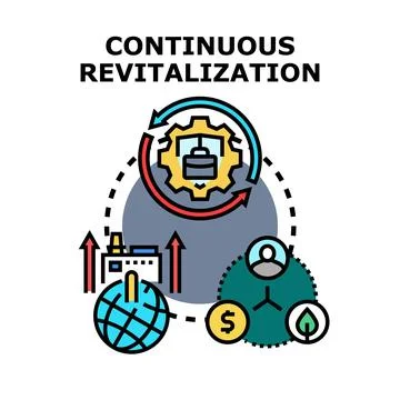 Continuous revitalization process with industry, people, and sustainability Stock Illustration