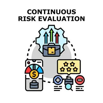 Continuous risk evaluation process managing investment analysis Stock Illustration