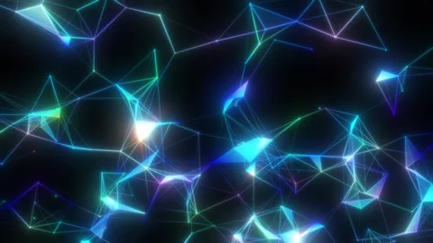 Continuous rotation of abstract connection of transparent reflective blocks Stock Footage 158522604