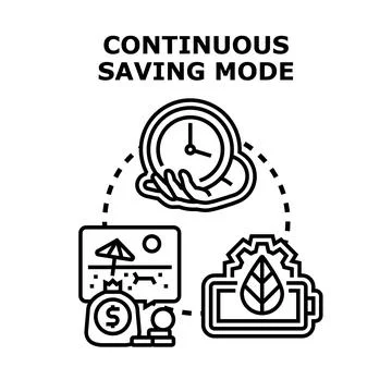 Continuous saving mode for financial planning and energy management Stock Illustration