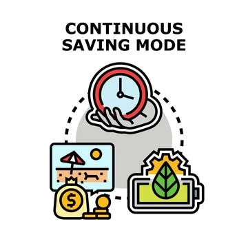 Continuous saving mode for financial planning and energy management Stock Illustration