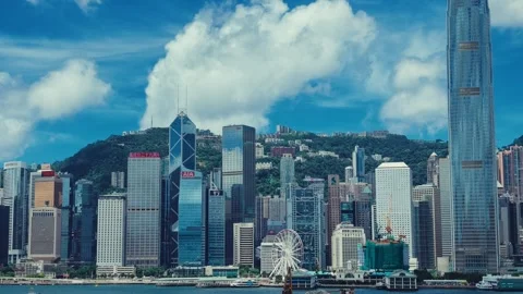 A continuous sequence showcasing Hong Kong’s iconic skyline from left to right, Stock-Footage 338310998