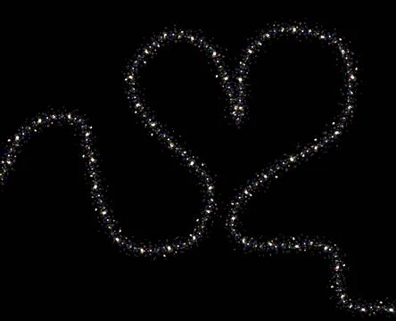Continuous shiny line in the form of a heart on a black background Stock Illustration
