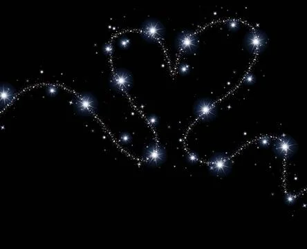 Continuous shiny line in the form of a heart on a black background Stock Illustration