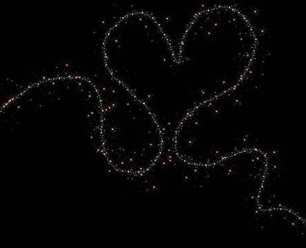 Continuous shiny line in the form of a heart on a black background Stock Illustration