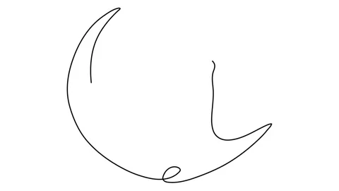 Continuous single drawn one line by Ramadan Mosque in the month hand drawn p Stock Footage 143389855