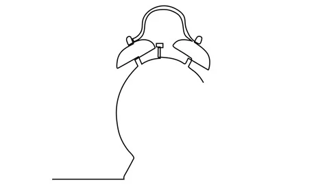 Continuous single drawn one-line clock, an alarm clock hand-drawn picture silhou Stock Footage 144047424