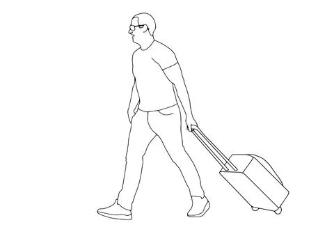 Continuous single drawn one line man with a suitcase drawn by hand picture Stock Illustration