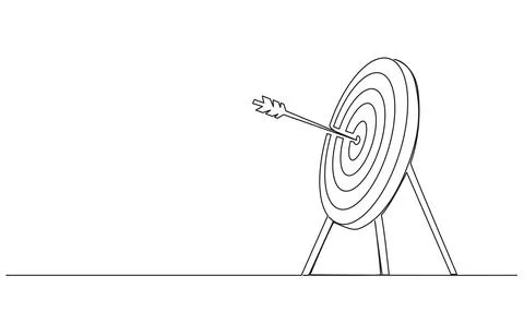 Continuous single line drawing of archery target with arrow in middle Stock-Illustration