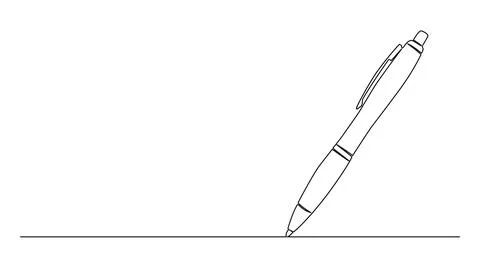 Continuous single line drawing of ballpoint pen Stock Illustration