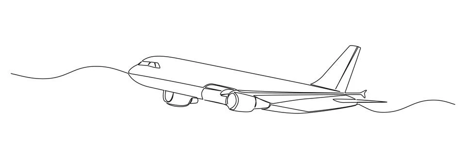 Continuous single line drawing of big passenger aircraft Stock-Illustration