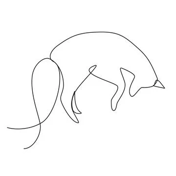 Continuous single line drawing of fox jumping イラスト素材