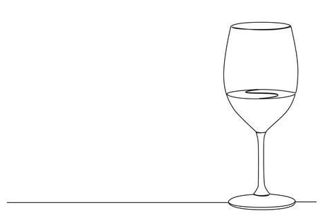 Continuous single line drawing of glass of wine イラスト素材