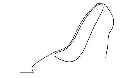 Continuous single line drawing of high heel Stock Footage 143389880