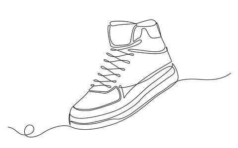 Continuous single line drawing of high-top sneaker イラスト素材