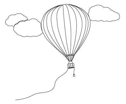 Continuous single line drawing of hot air balloon Illustrazione stock