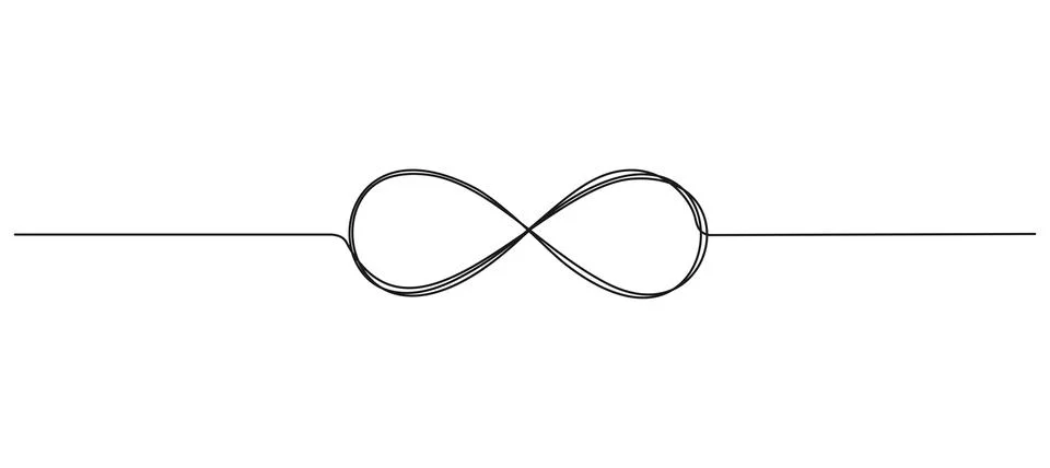 Continuous single line drawing of infinity symbol with heart shape Illustrazione stock