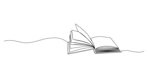 Continuous single line drawing of open book イラスト素材