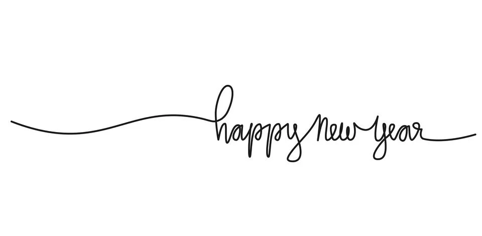 Continuous single line drawing of phrase HAPPY NEW YEAR イラスト素材