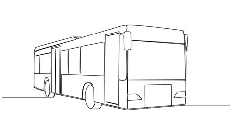 Continuous single line drawing of public bus イラスト素材