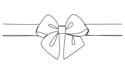 Continuous single line drawing of ribbon and bow イラスト素材